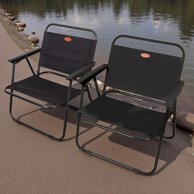 홈스퍼니처 접이식 로우체어 경량 야외의자 특대형, 2개, 블랙 대형(L)
