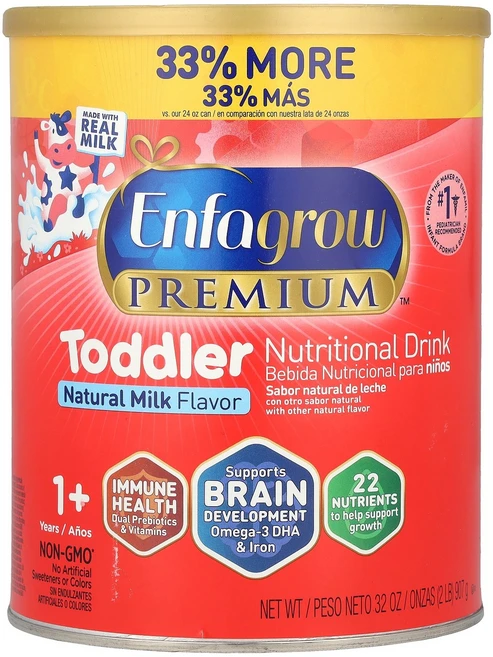 Enfamil Enfagrow Premium™ 유아용 영양 드링크 만 1세 이상 천연 우유 907g(2lbs) Enfamil (엔파밀), Enfamil, Enfagrow Premium™, 유아, 1 - 쿠팡