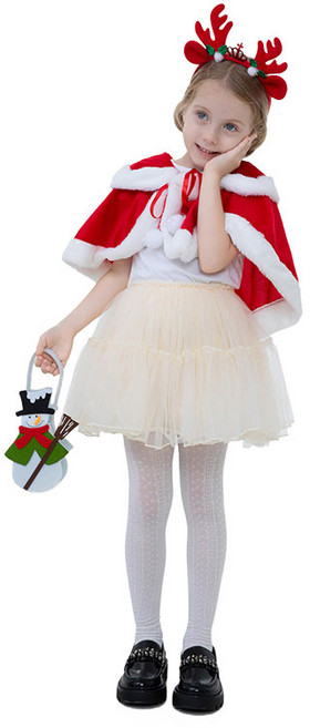 [파티랑]크리스마스망토모자세트 산타복모음, 1세트, 16)D-03머리띠망토 눈사람가방 3종세트 소 고급