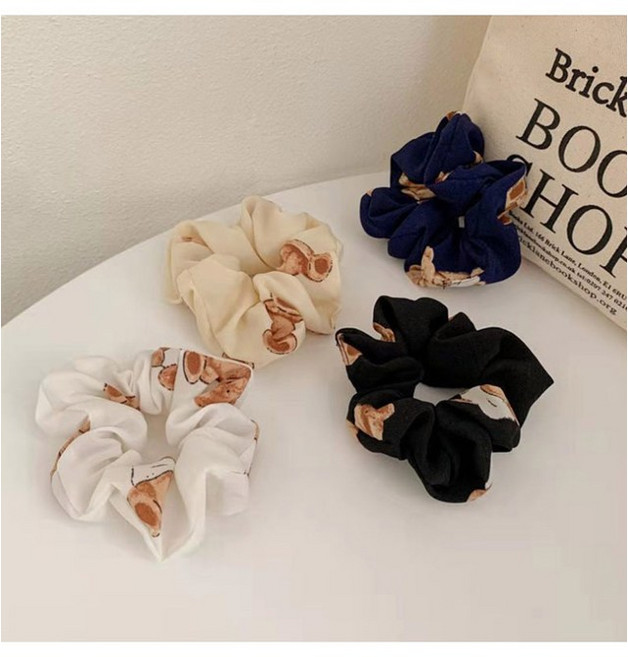 쉬폰곰인형 곱창 헤어밴드 5p