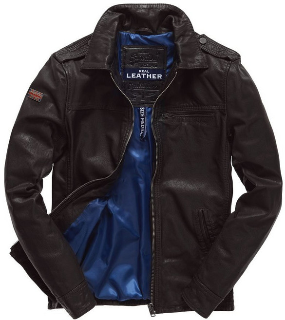Superdry Hero 方領真皮皮衣外套 合身版型, 1個
