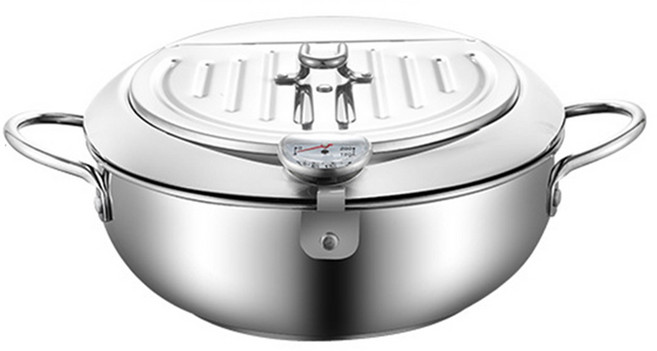 CookNest 미니 가정용 튀김기 304 스텐 튀김솥 다용도 튀김냄비, 1개, 24cm