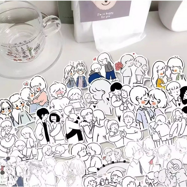 60개 귀여운 커플 일러스트 감성 다꾸 스티커
