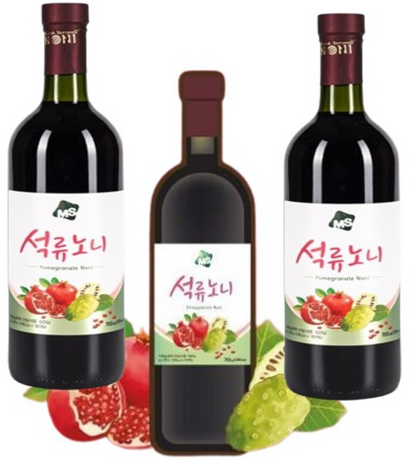 석류노니 피부미용 안토시아닌 엘라그산 천연비타민 미네랄 식물성에스트로겐, 3개, 750ml