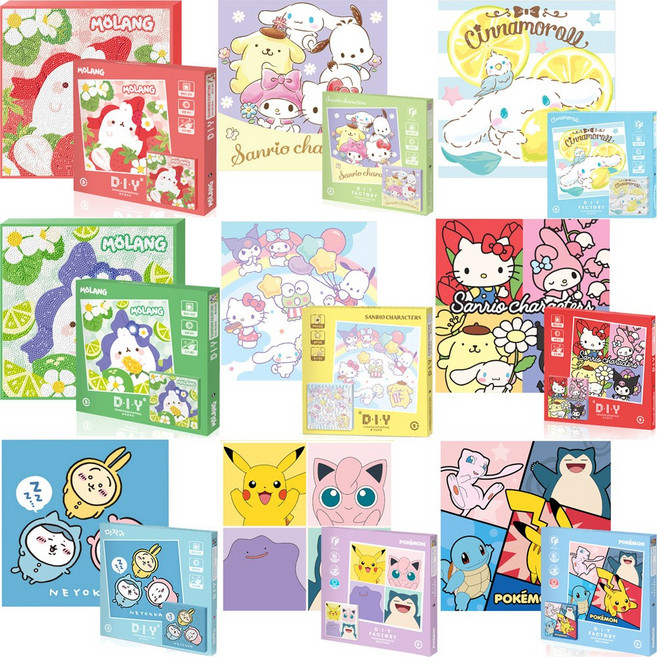 퍼즐마을 사은품증정 보석십자수 25x25 비즈공예 캔버스 원형십자수 산리오 포켓몬 빨강머리앤 몰랑이, 1개, 26 유미와 순록