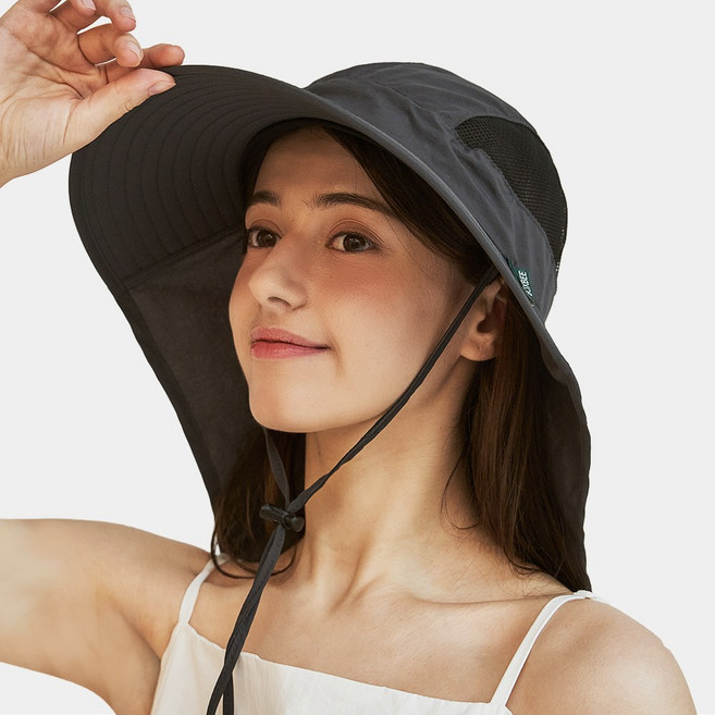 박스비 빅사이즈 대두 햇빛가리개 모자 물놀이 플랩캡 UPF 50, 다크그레이