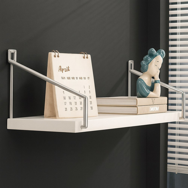 홈스널 인테리어 벽 무타공 선반, 화이트, 1단