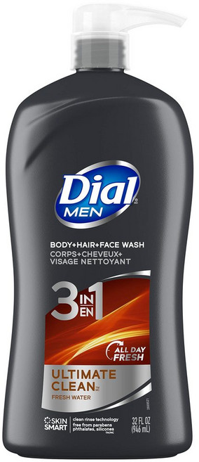 Dial 남성용 3in1 바디 헤어 페이스 워시 얼티밋 클린 32oz, 1개, 946ml