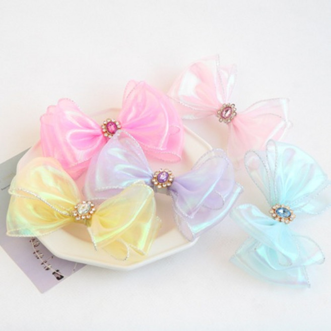 큐빅 펄 리본 공주 헤어핀 왕리본 머리핀