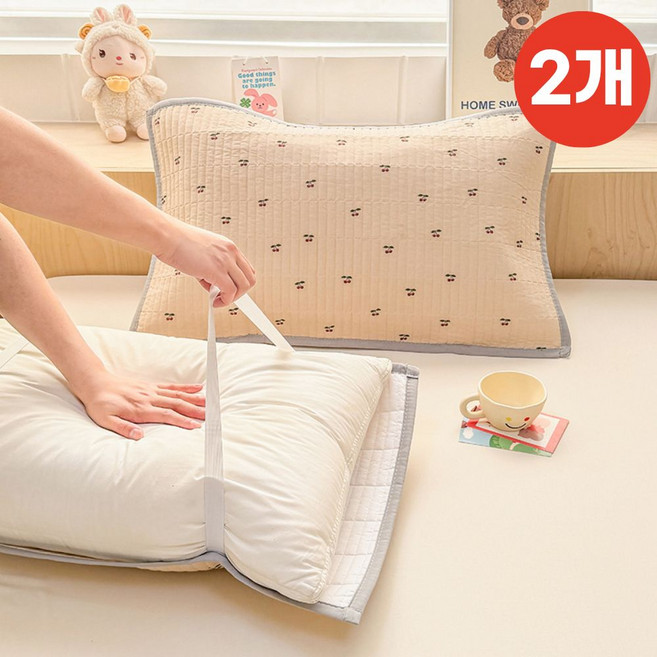 몽슬립 부드러운 순면 피그먼트 밴딩 베개커버 2P