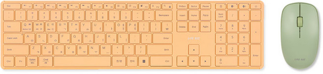 라이프썸 슬림 무선 블루투스 키보드(LFS-HA39) 마우스(LFS-HA50) 세트 3대기기페어링 동글포함 무소음 저소음 마우스키보드세트, 슬림키보드 베이비코랄, 마우스 세이지그린
