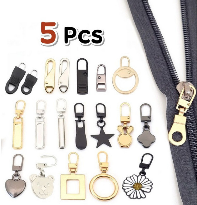 지퍼 고리 손잡이 헤드 풀러 지퍼 수선 수리 메탈 5종 5pcs, 5개, A타입(스몰)