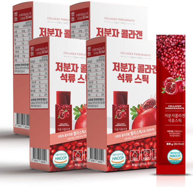 저분자 콜라겐 석류 젤리 스틱, 300g, 4개