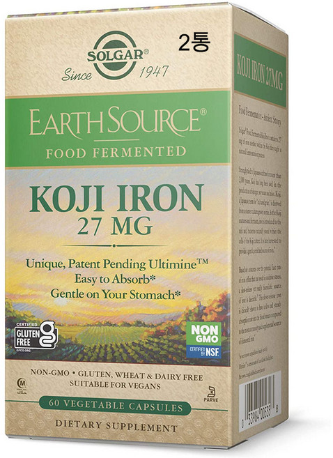 솔가 어스 소스 코지 철분 27mg Solgar Earth Source Koji Iron 27mg 60정 2개