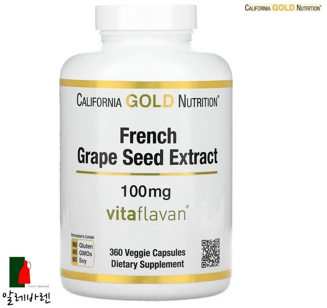 CGN캘리포니아골드 프랑스포도씨추출물 항산화폴리페놀 100mg 360개, 360정, 1개 - 쿠팡