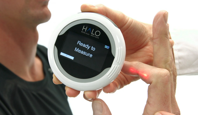 스마트 디지털 고니오미터 HALO. 한손으로 신체각도 및 관절가동범위(ROM) 측정. 정확도와 재현성이 우수한 레이저포인터 기술로 신체 모든 관절 측정 가능, 벨트 스트랩(S,M,L) 불포함, 1개