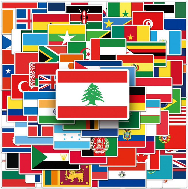 번블랙 유럽 세계여행 국가 전세계 국기 캐리어 다꾸 폰꾸 방수 스티커, 1세트, 세계 국기1