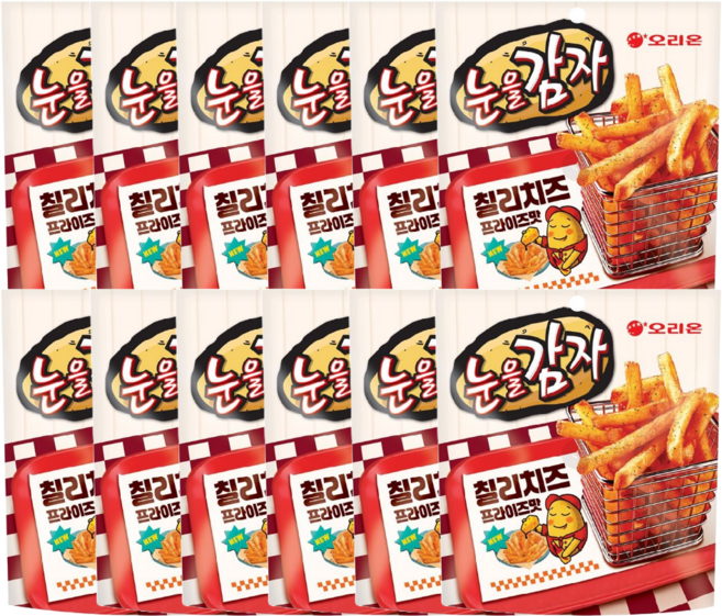 오리온 눈을감자 칠리치즈 프라이즈 스낵, 96g, 12개