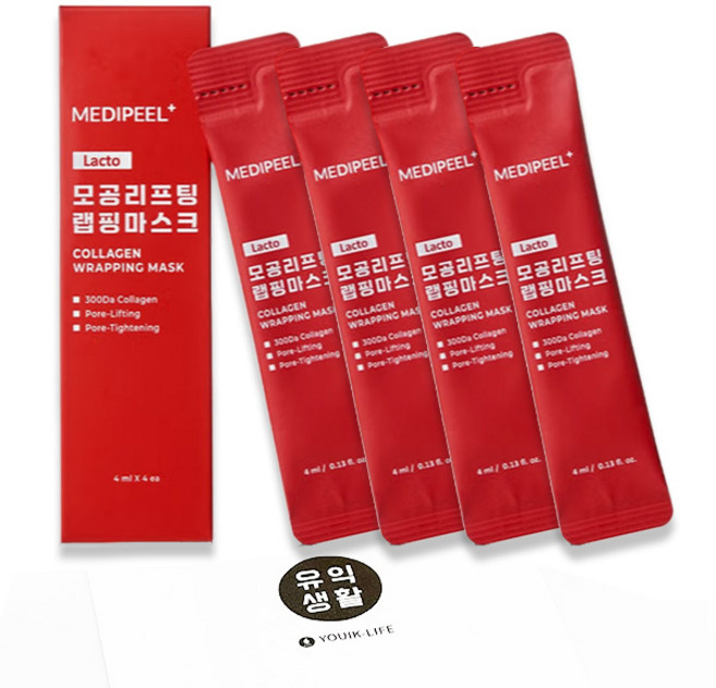 유익생활 메디필 모공 리프팅 빨강 랩핑마스크 4ml + 니플패치, 5개, 4개입