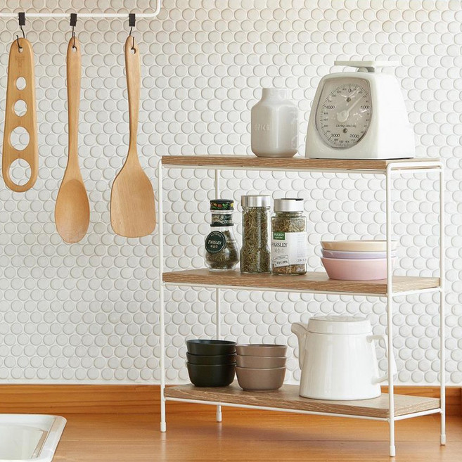 3단 주방 미니선탁 식탁 위 수납 정리대, 3단미니선반_화이트