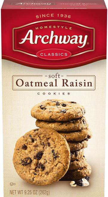 아치웨이 쿠키 클래식 소프트 오트밀 건포도 쿠키 262.2g Archway Cookies Classic Soft Oatmeal Raisin Cookies 9.25 Oz, 1개, 255g