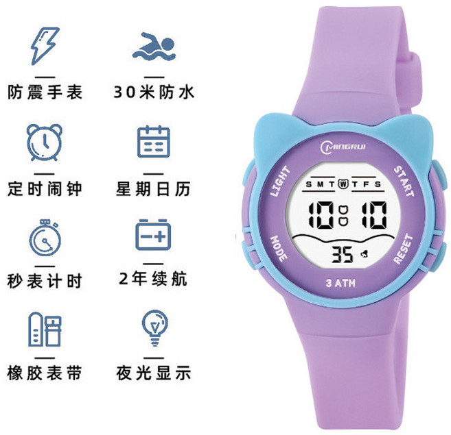 貓星人電子錶 台灣發貨 小學生運動手錶 女生中學男生夜光防水防摔鬧鐘 高顏值卡通