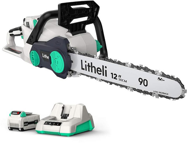 리텔리 무선 배터리 체인톱 12인치 40V 2.0Ah 구동 전기톱 나무용 가지치기 마당 정원 및 충전기 포함, 12 Chainsaw, 1개