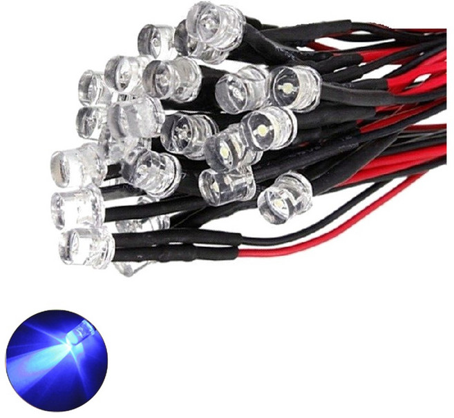 5V 3파이 블루 플랫 와이어 케이블 LED DIY 컬러조명 튜닝 키트 모형차 과학 수업용, 10개