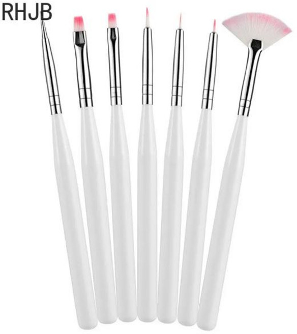 2025 여러 네일 아트 네일 브러쉬 디자인 팁 드로잉 조각 도트 펜 빌더 플랫 라이너 아크릴 젤 폴란드어 매니큐어, [22] 7pcs white