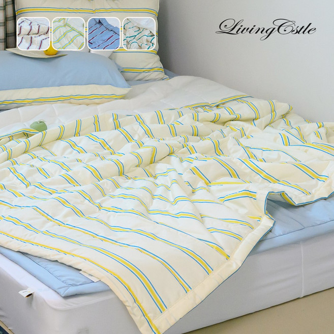 국산 리빙캐슬 M2 듀라론 코지스트라이프 양면 여름 이불, 이불 단품, 옐로우