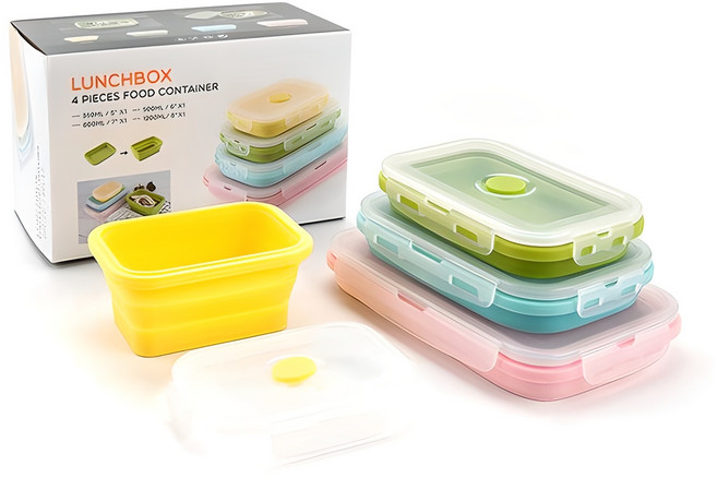 카페로메오 실리콘 밥팩 접이식 용기 4종, 1개, 350ml + 500ml + 800ml + 1.2L