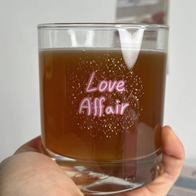러브어페어(핑크) 자체제작 온더락 유리컵 홈카페 집들이선물 290ml, 1개, 78*90mm