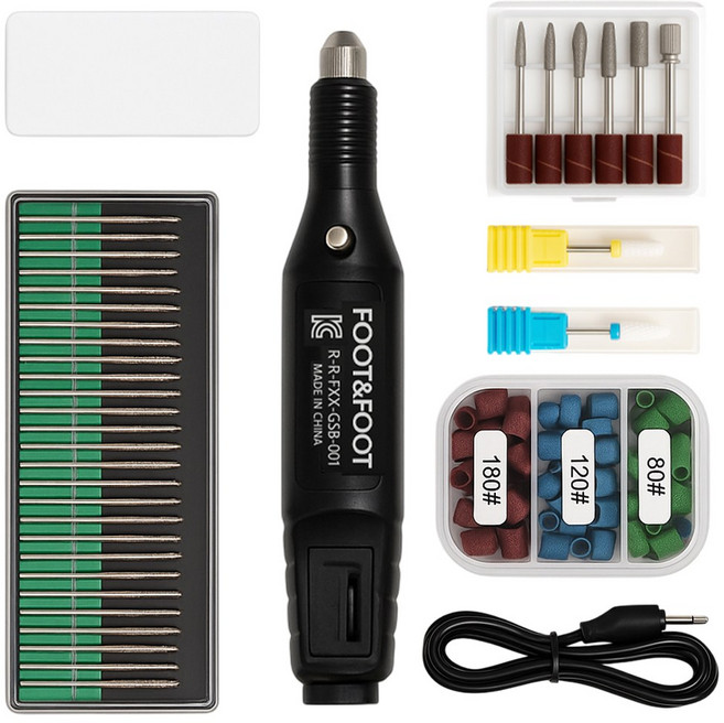 풋앤풋 젤 네일드릴 발톱 스케일링 연마기, 1세트, 다크그레이