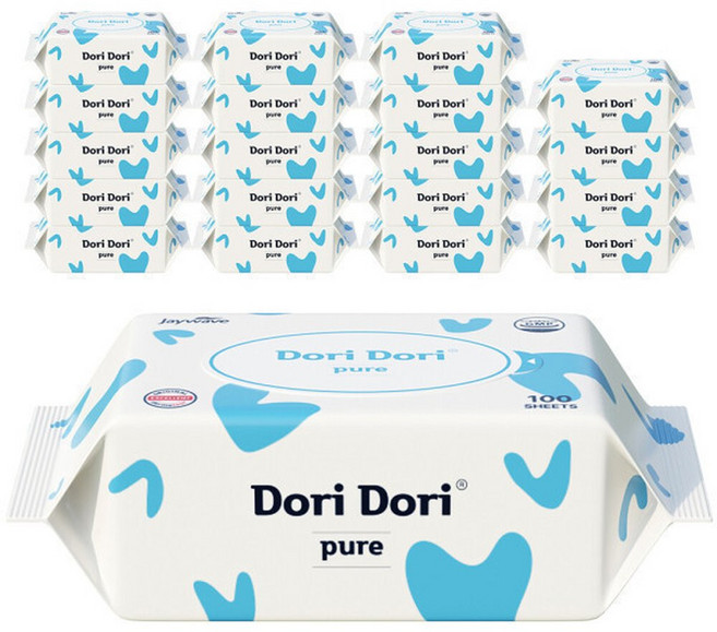 아기물티슈 퓨어 100매 10+10팩 저자극 리필형 20팩, 20개