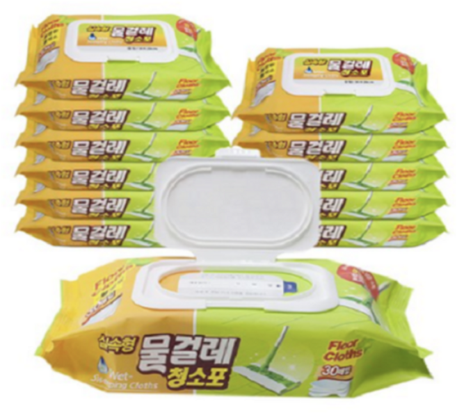 홈인더스트리 물걸레청소포 실속형 중형 30매, 12개