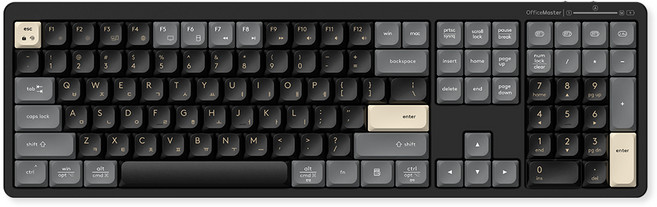 한성컴퓨터 OfficeMaster 3모드 저소음 펜타그래프 유무선 키보드, 제조사축, GK698, 로얄블랙