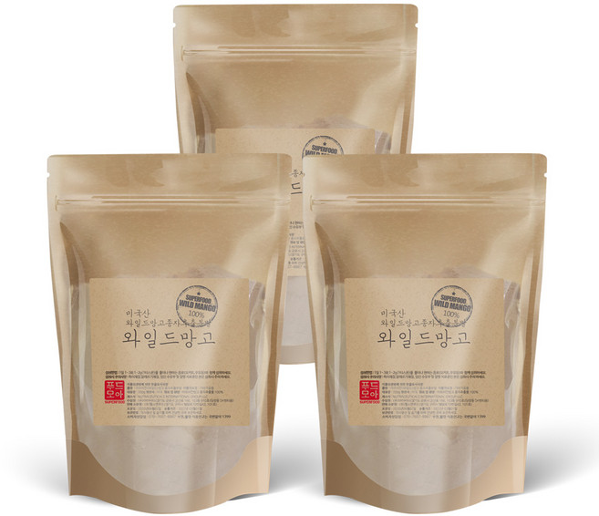 헬스앤푸드 100% 미국산 와일드망고 씨앗 분말 가루 200g, 3개