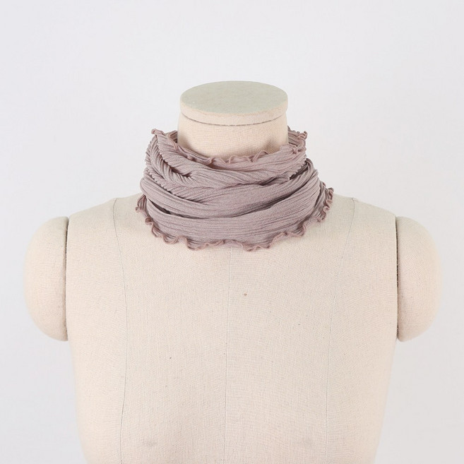 에스랑제이 쉬폰주름 넥워머 여성 간절기 사계절 패션 쁘띠 숏 스카프