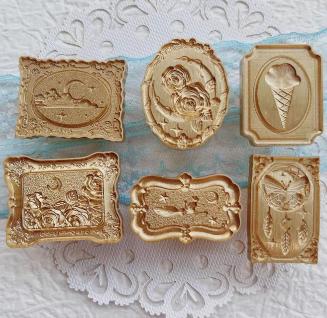 실링왁스 스탬프 헤드 왁스씰 도장 DIY 편지봉인 로맨틱 무드 6종 세트, 1세트, 스탬프 6종