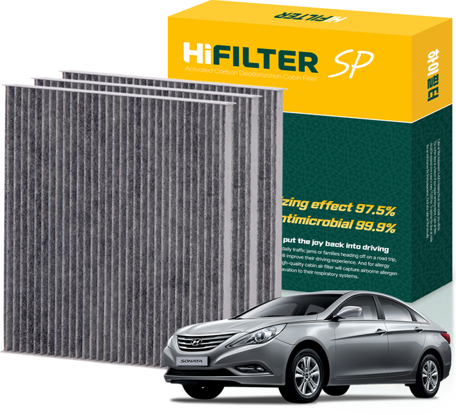 하이필터 현대 자동차 쏘나타 활성탄 에어컨필터, 3개, YF 쏘나타 HI-B002