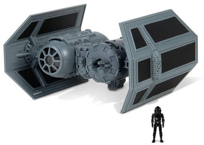 JazWares 미국매장정품+ 스타워즈 마이크로 갤럭시 스쿼드론 타이 봄버 아르마다 에디션 - 듀얼 조종석 폭탄 베이 및 2.5cm 1인치 피규어 액세서리가 있는 12.7cm, TIE Bomber.