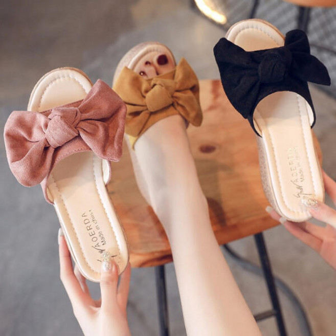 왕리본 여성샌들 여름 슬리퍼 7cm 통굽 키높이 샌들, SLIPPER15_핑크