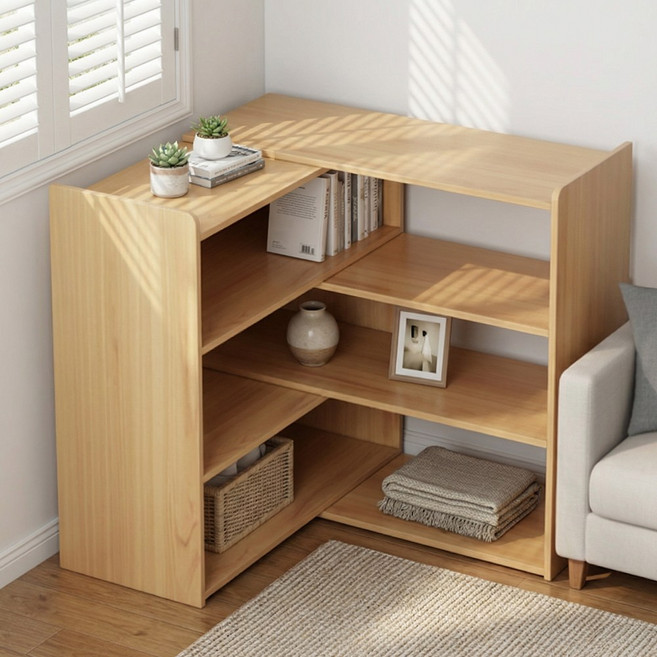 하루꿈 책상 책꽃이 다용도 데스크 정리 다층 공간활용 확장형 조절형 수납 선반, 원목색, 3단
