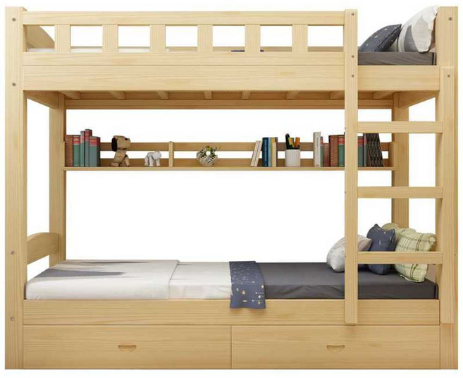 벙커 침대 이층 어른 2층 성인 원목 계단형 초등학생, 800mmx2000mm 침대+서랍+매트리스