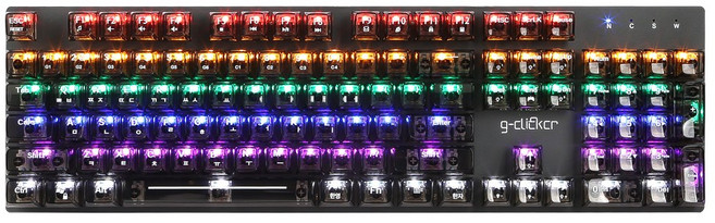 지클릭커 슈퍼히어로 GK-K540 크리스탈 투명 게이밍 기계식 키보드, 적축, 블랙, k540