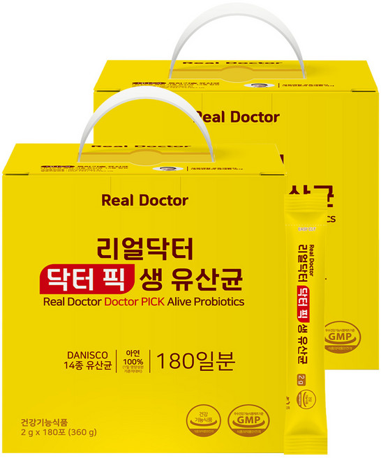리얼닥터 닥터픽 생유산균 2g*180포 프로바이오틱스 신바이오틱스 다니스코 특허 14종 유산균 대장 비피더스균 4종 온가족면역유산균 남재현박사, 2박스, 180회분