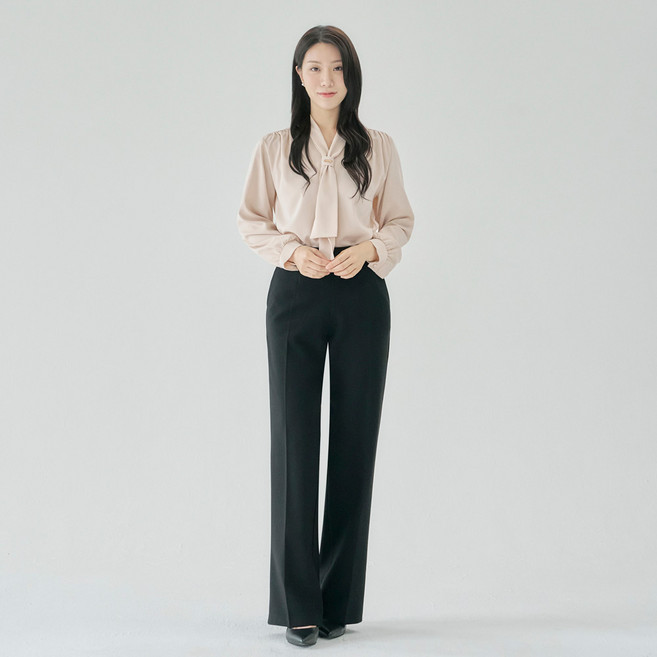 더웨이나인 정장 바지 슬랙스 밴딩 일자 키작녀 면접 릴렉스 사계용