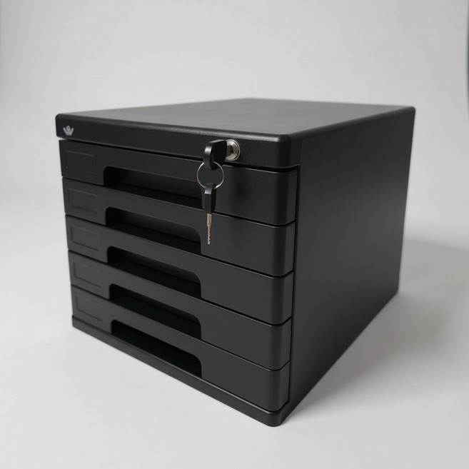 그린트리 사무실 5단 잠금장치 서류 정리함, 블랙