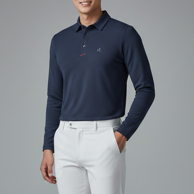 <김영주골프> 남성 골프 카라넥 긴팔 티셔츠_미드시즌