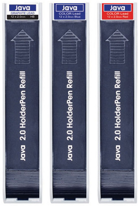 자바펜 볼펜 홀더심 2.0mm 12p, 빨강
